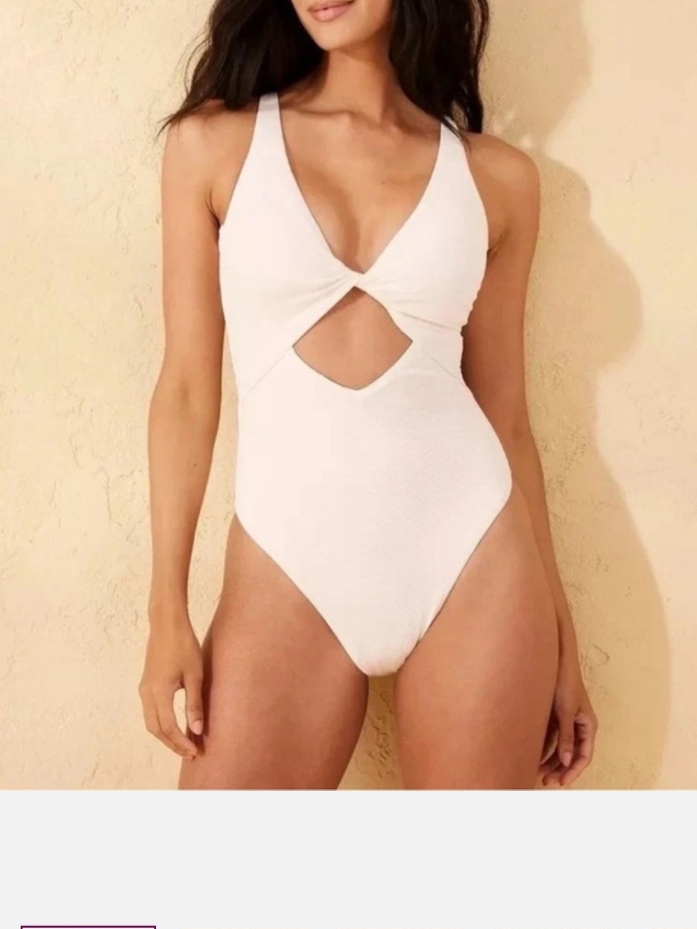 Shade & Shore Ivory Twist Front Cutout One-Piece Swimsuit XL